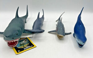 Shark Figure Lot National Geographic Wildlife WOW Great White Hammerhead Toy